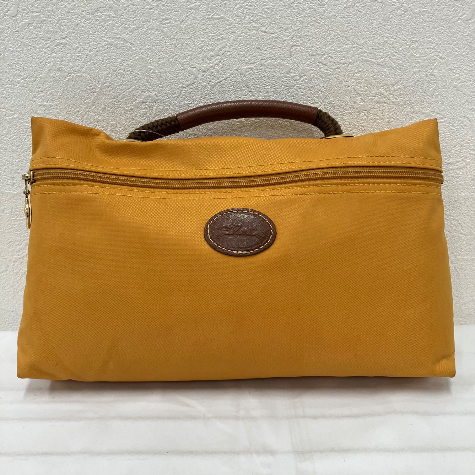 958 LONGCHAMP ロンシャン ハンドバッグ ハンドル付きポーチ イエロー 
