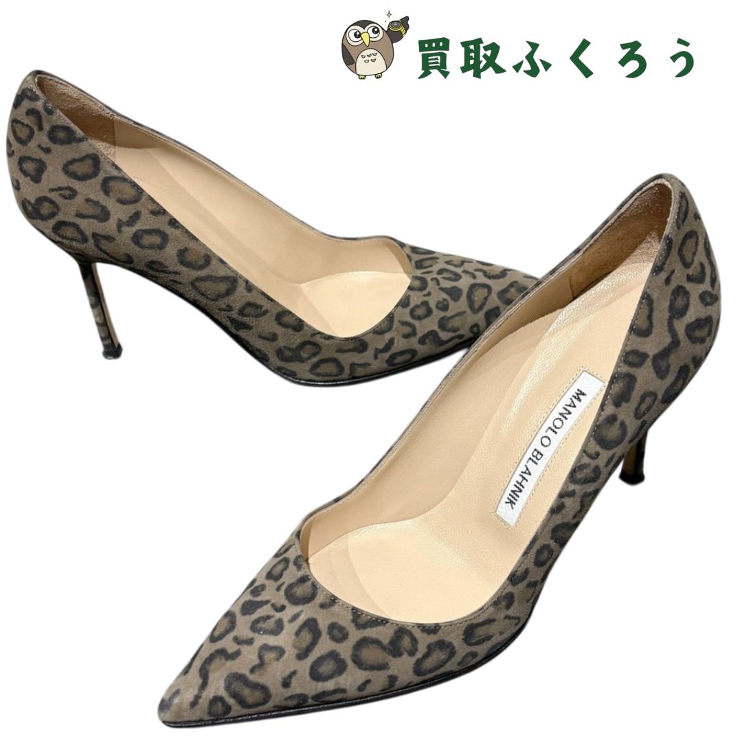 美品】マノロブラニク MANOLO BLAHNIK レオーパード スエード 美品】マノロブラニク MANOLO BLAHNIK レオーパード スエード
