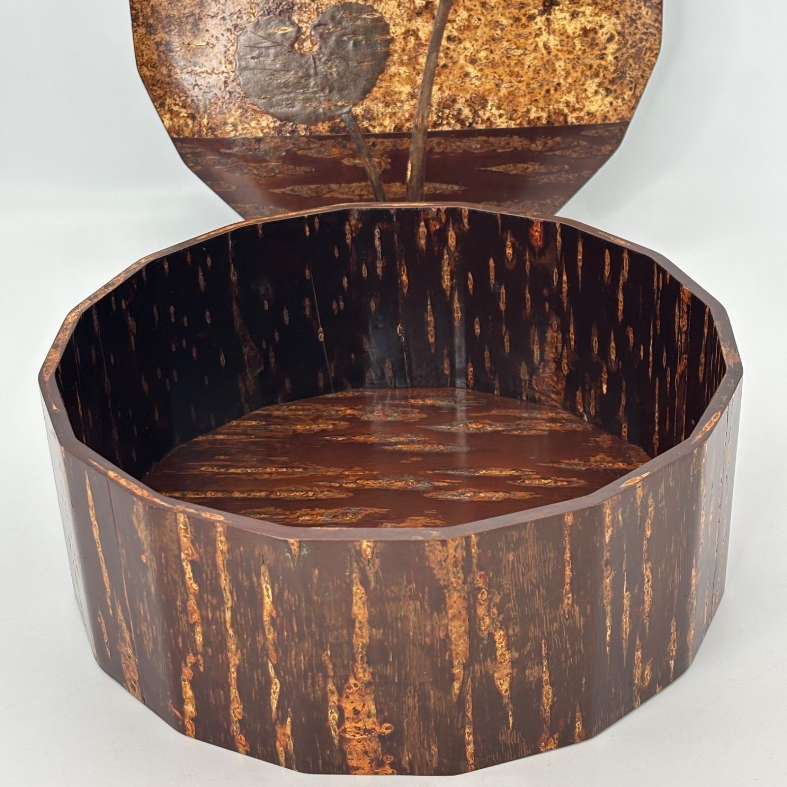 桜皮細工】十六角 茶櫃 / 未使用品☆訳あり 秋田伝統工芸品 桜樺細工 