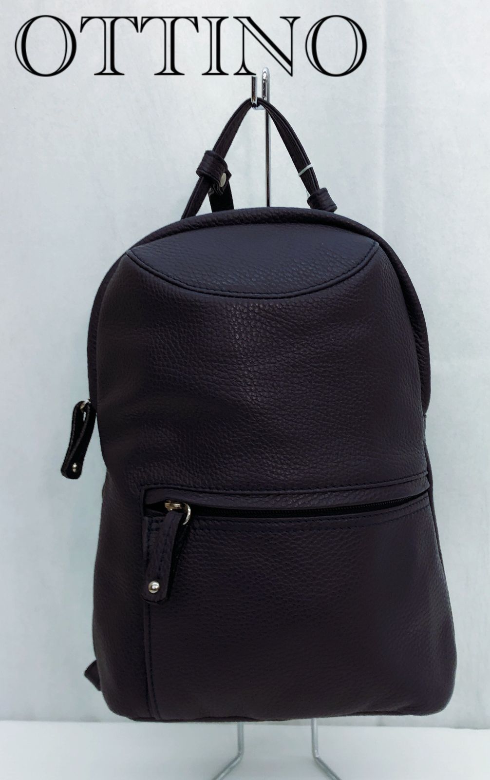 極美品 美品 オッティーノ ドラロレザー シティリュック ネイビー 