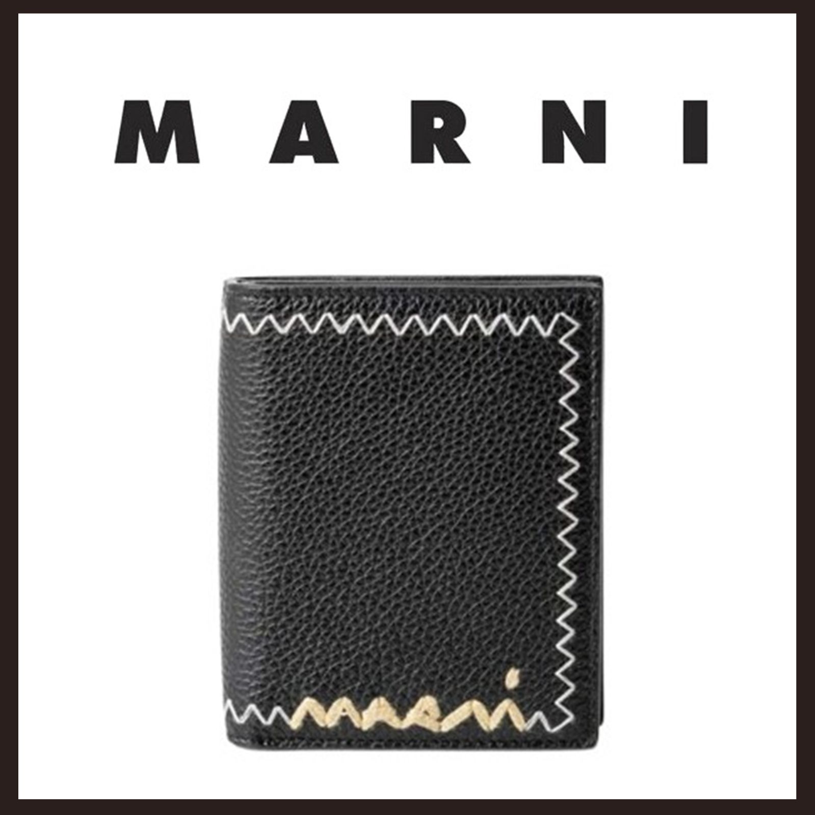 新品未使用 MARNI (マルニ) シンボルロゴ 二つ折り財布 ブラック 