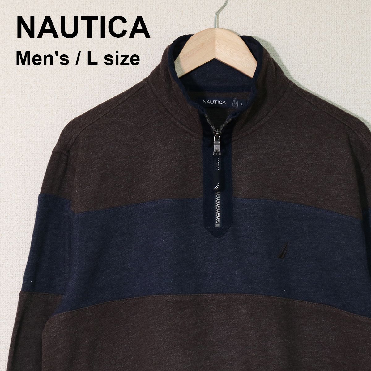 NAUTICA（ノーティカ） ハーフジップ スウェットシャツ ワイドボーダー 
