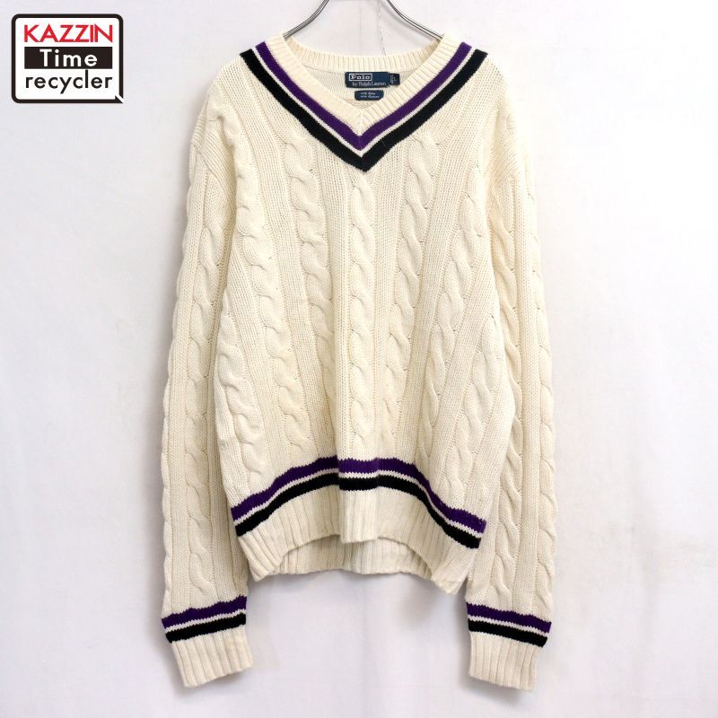 90s vintage RALPH LAUREN カシミア混 チルデン ニットセーター メンズ