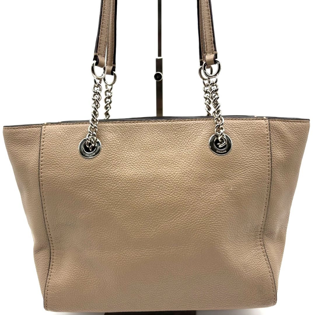 コーチ COACH トートバッグ レザー ベージュ チェーンショルダー コーチ COACH トートバッグ レザー ベージュ チェーンショルダー