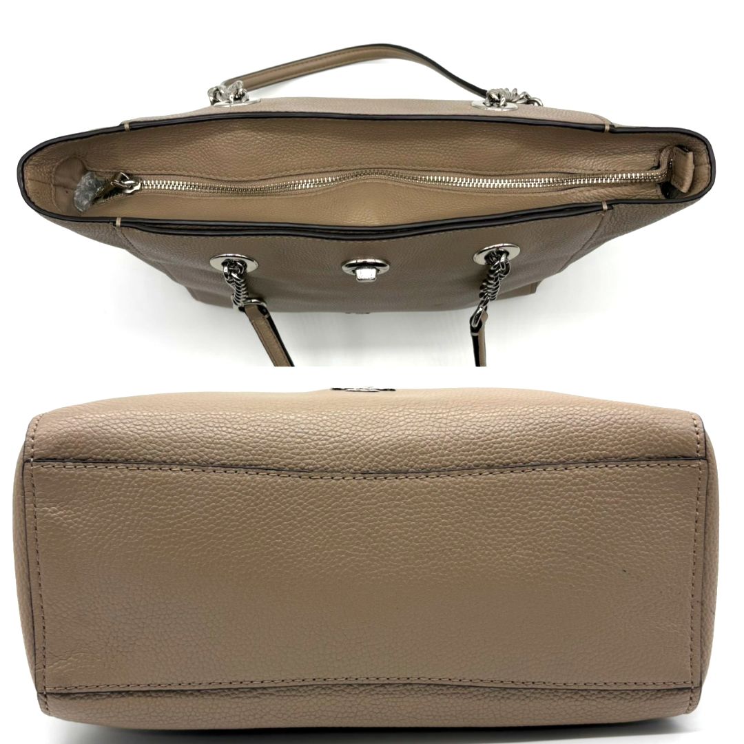 コーチ COACH トートバッグ レザー ベージュ チェーンショルダー 