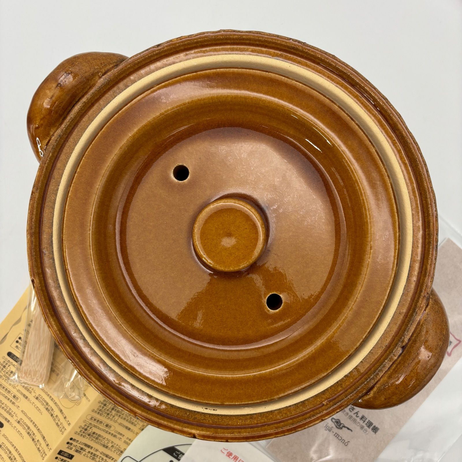 長谷園】かまどさん 飴色 3合炊き PK-3 / 未使用品 伊賀焼 炊飯土鍋