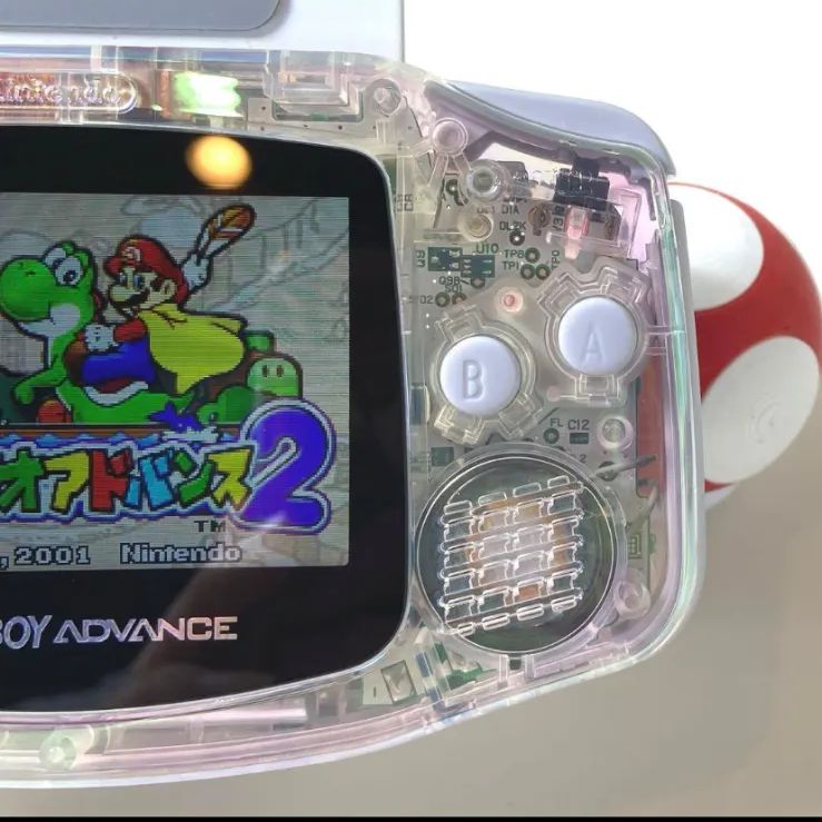 美品GBA IPS液晶 カスタム本体 クリア 透明 ゲームボーイSu150 - メルカリ