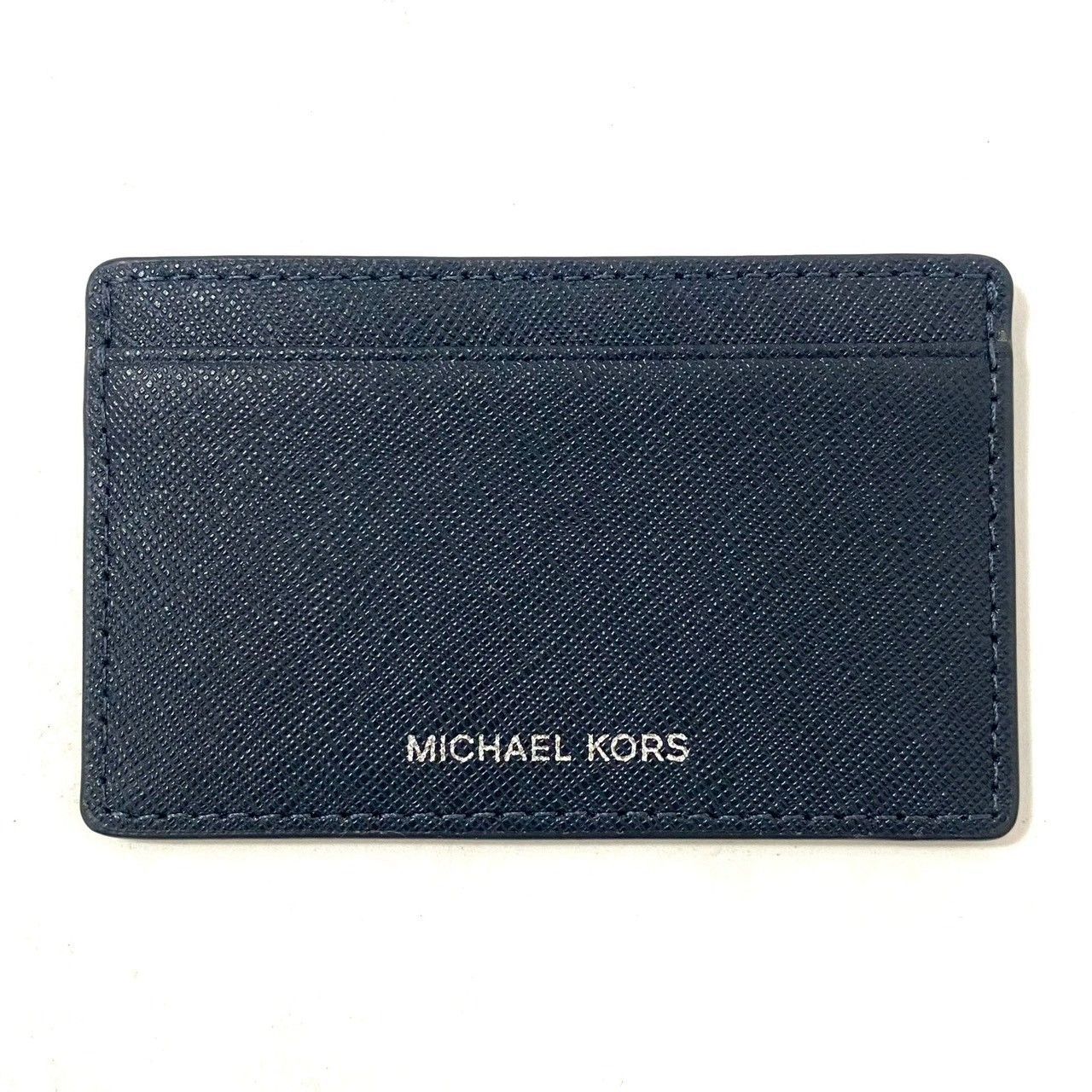 MICHAEL KORS】長財布 カードケース/パスケース付き レザー ネイビー 