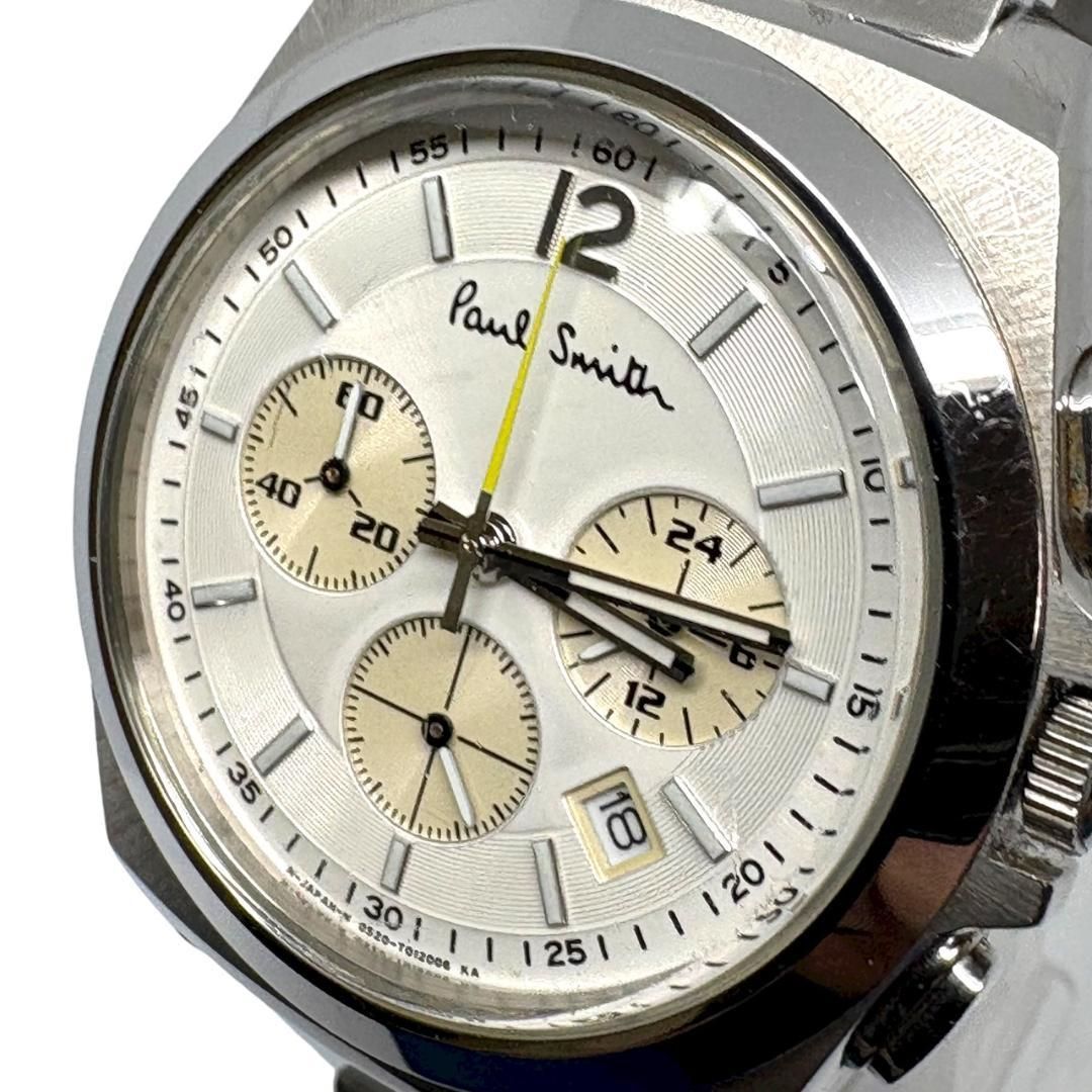 ポールスミス クロノグラフ 1円 QZ 稼働 デイト Paul ブルー 0520