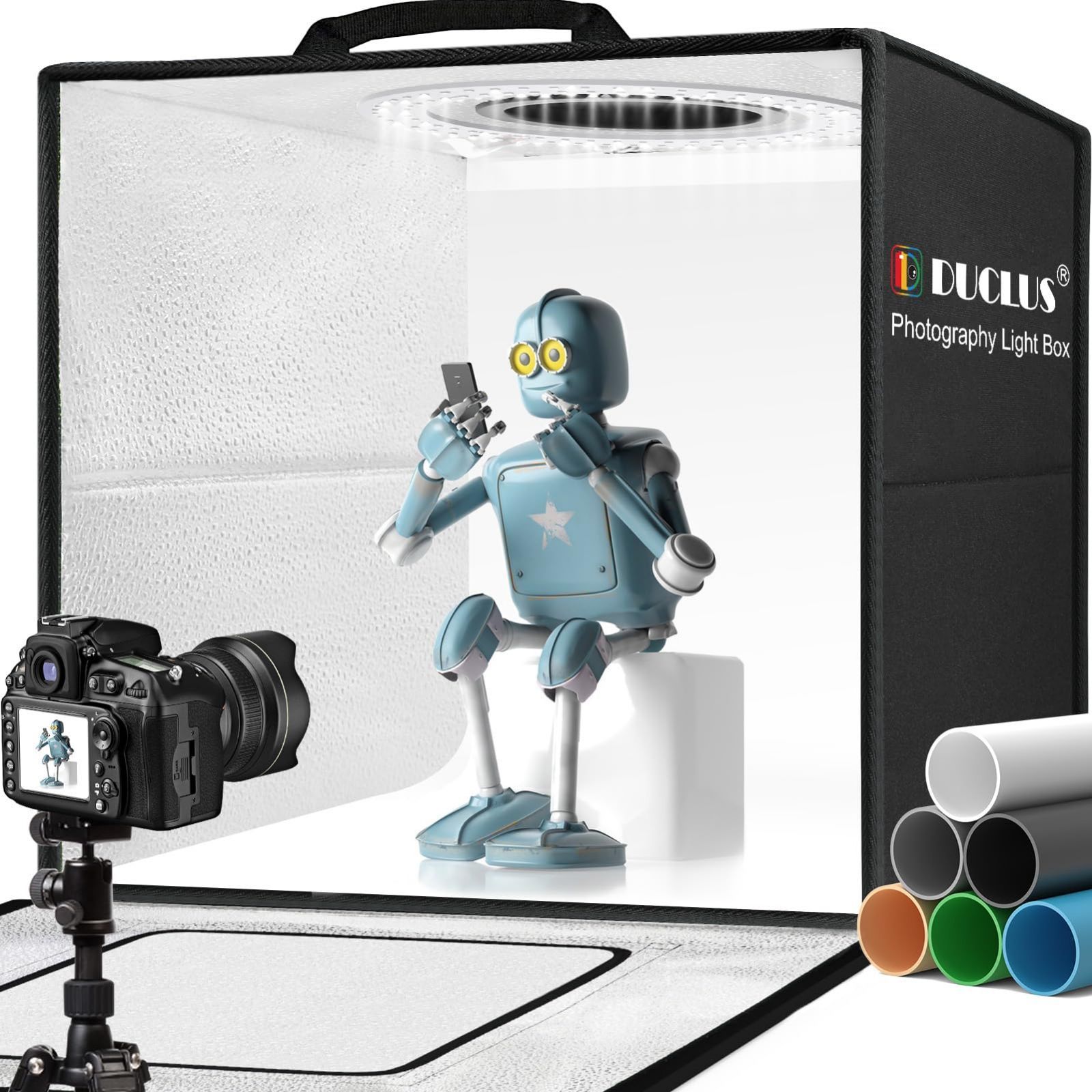 【特価セール】DUCLUS 撮影ボックス 50cm 写真撮影ブース 折りたたみ 簡易スタジオ 216個5500K超高輝度LEDライト 無段階調光器 6色背景 大型商品撮影用