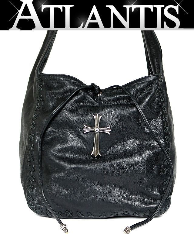 CHROME HEARTS 銀座店 クロムハーツ SALE ラージクロス ショルダーバッグ レザー シルバー SV925 黒 101234 ...