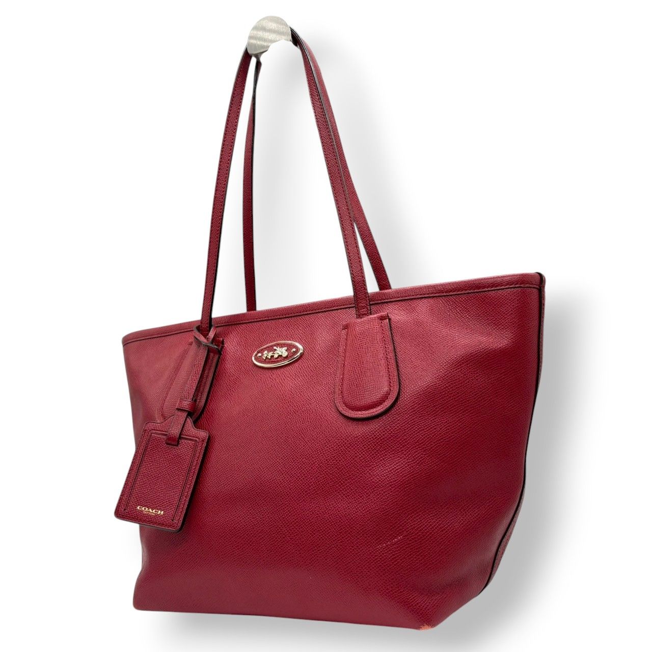 レディース COACH コーチ レザートートバッグ タクシー ジップ レッド 