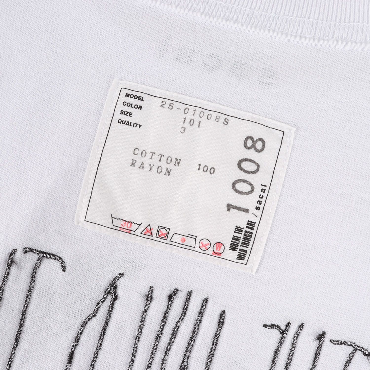美品】Sacai サカイ Tシャツ ホワイト 白 サイズ:3 | 25AW かいじゅう 