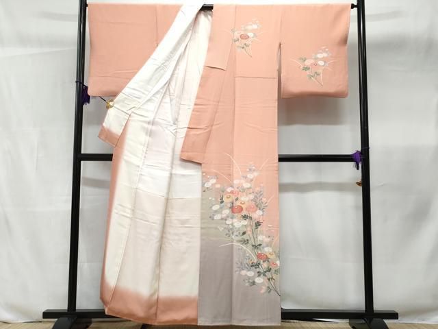 平和屋-こころ店□付下げ 反物 着尺 友禅 枝花文 萬代染め 暈