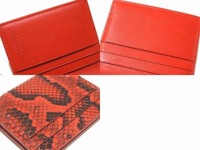 FERRAGAMO フェラガモ 2つ折り カードケース ☆ パイソン レザー