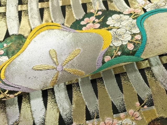 平和屋着物●六通柄袋帯　唐織　正倉院動物花文　狆　黒地　金銀糸　正絹　逸品　DABD5800fe 平和屋着物○六通柄袋帯 唐織 正倉院動物花文 狆 黒地 金銀糸 正絹