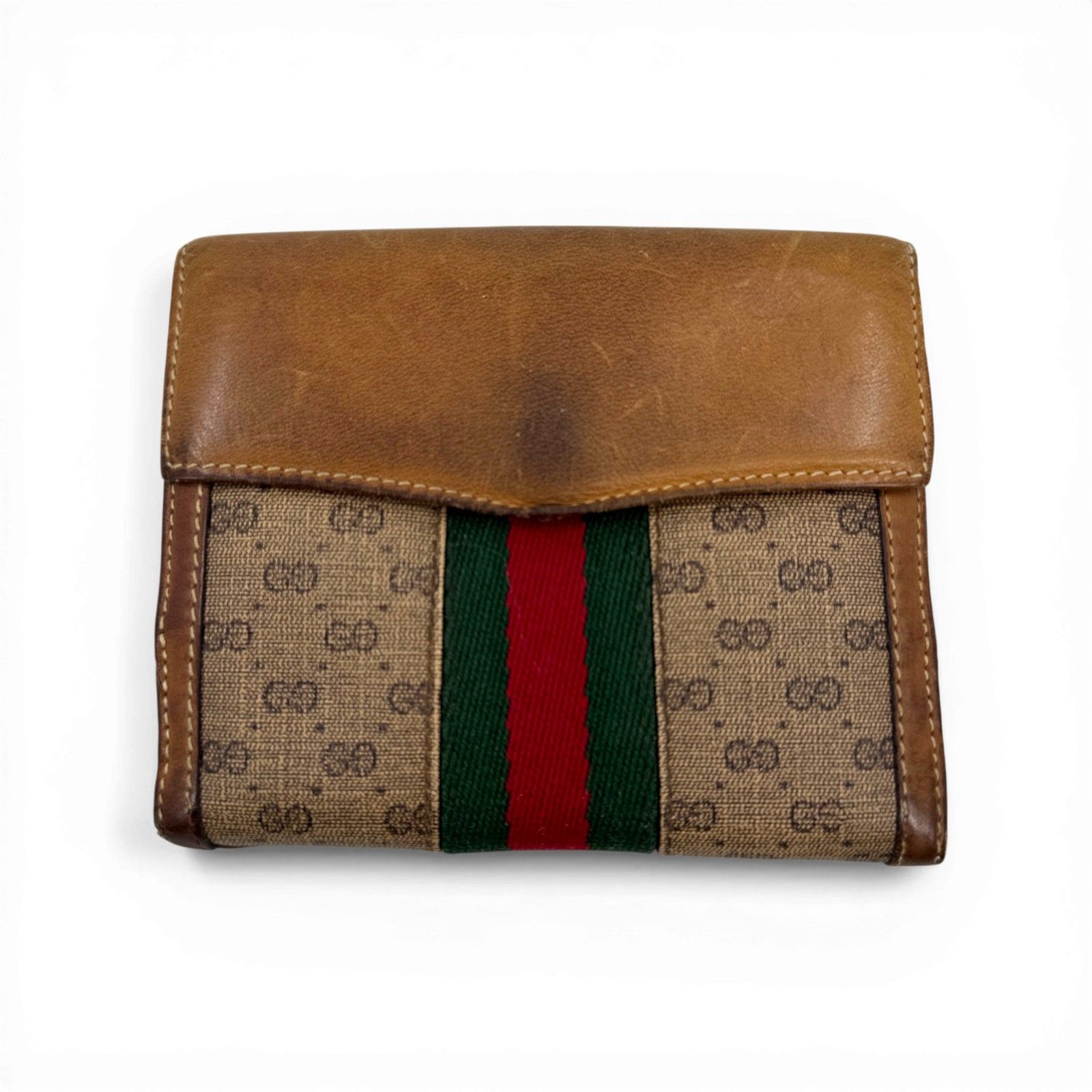 【美品】GUCCI　GGキャンバス　二つ折り財布　シェリーライン GUCCI GG キャンバス シェリーライン ヴィンテージ 二つ折り財布