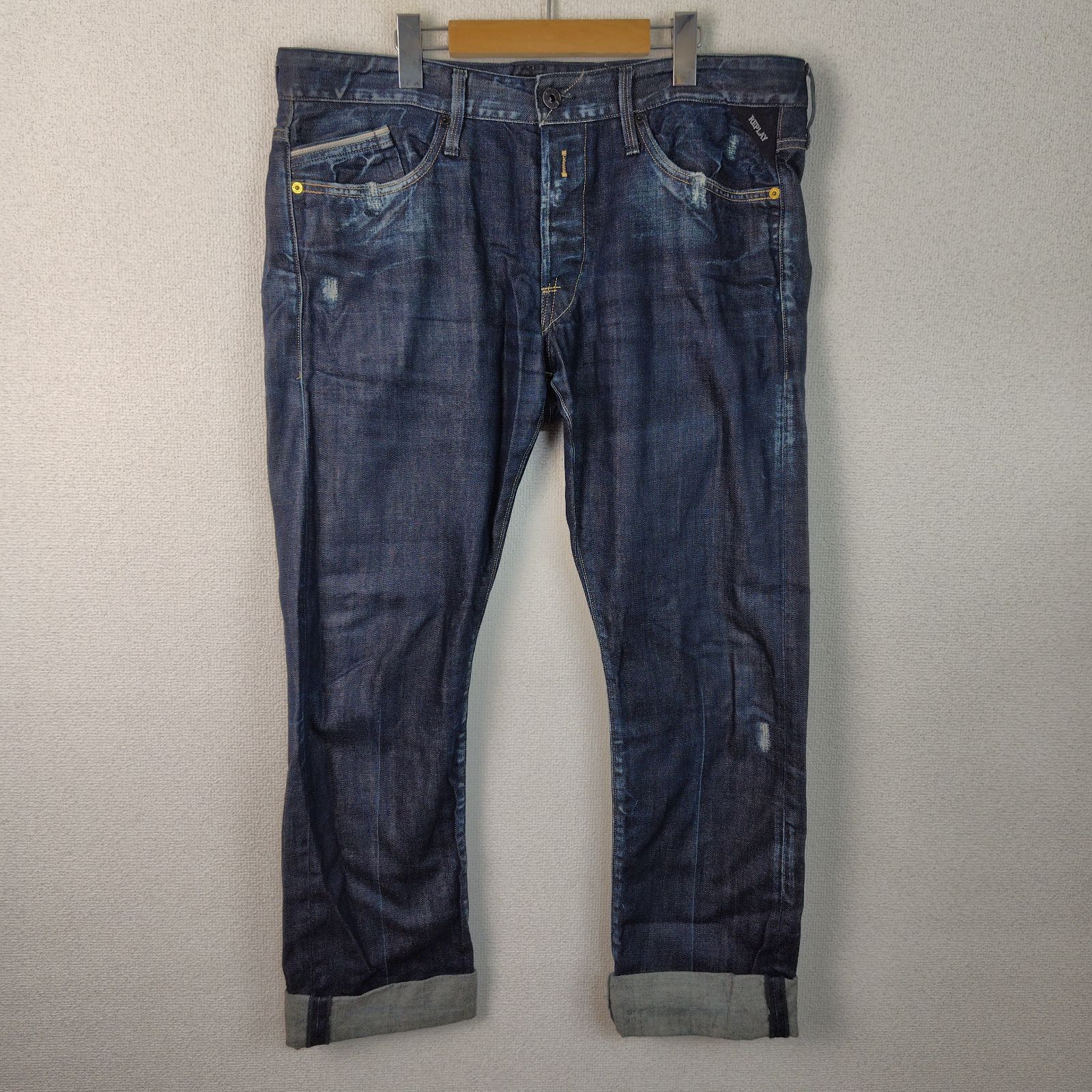 REPLAY リプレイ デニムパンツ インディゴ 34 32サイズ メンズ 古着 