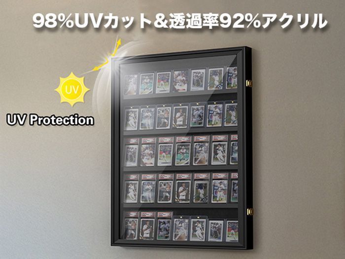 UVカット＆鍵付き】ポケカ トレカ 額縁 ディスプレイ ケース UVカット