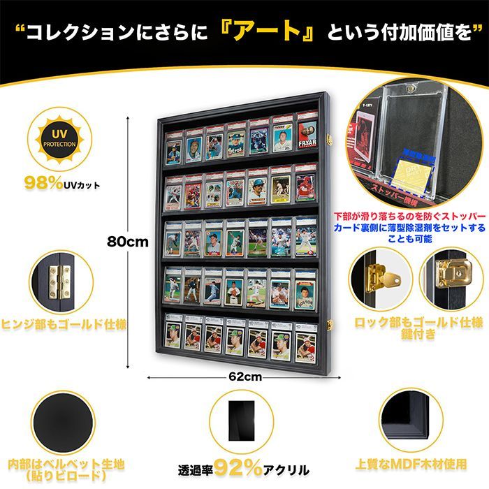 UVカット＆鍵付き】ポケカ トレカ 額縁 ディスプレイ ケース UVカット