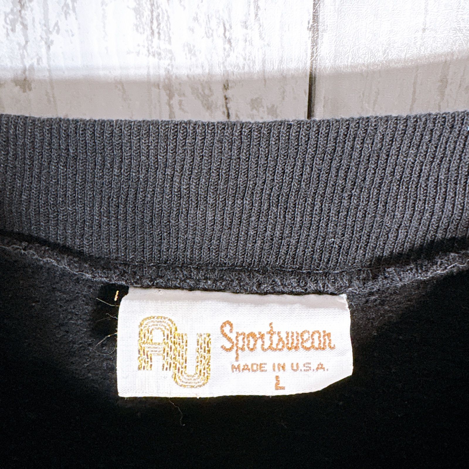 入手困難】80s-90s USA古着 Vintage AU Sportwear 黒 総柄 ボーダー 