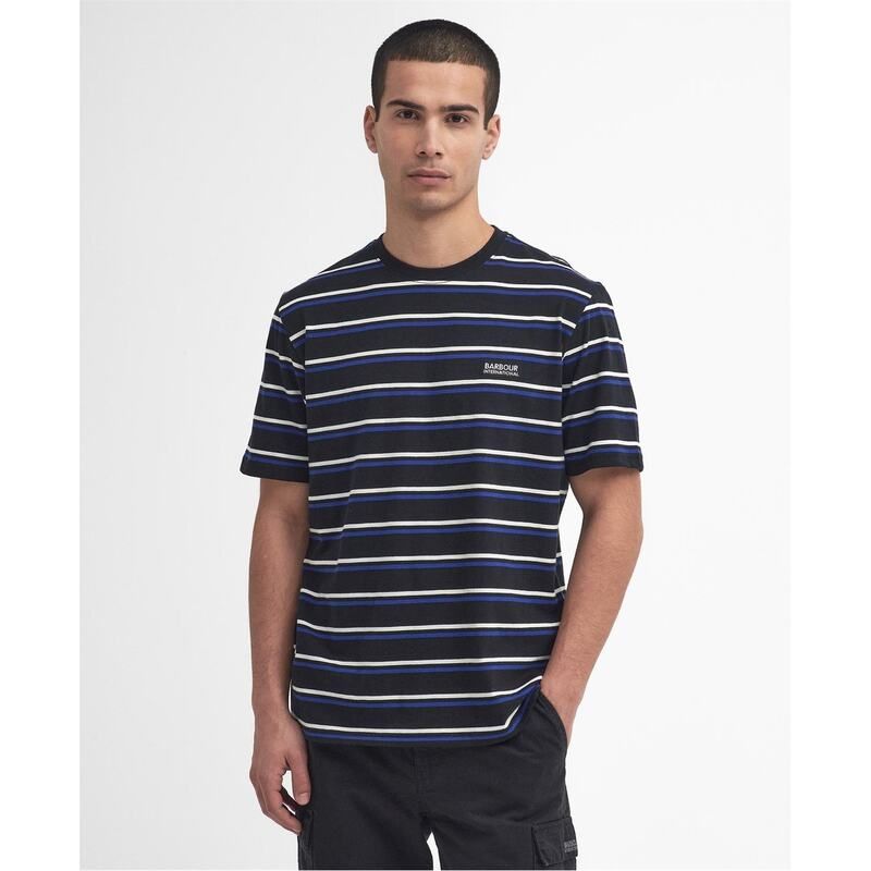 バブアー メンズ トップス Tシャツ Barbour International Buxton Striped TShirt Black BK11 ブラック