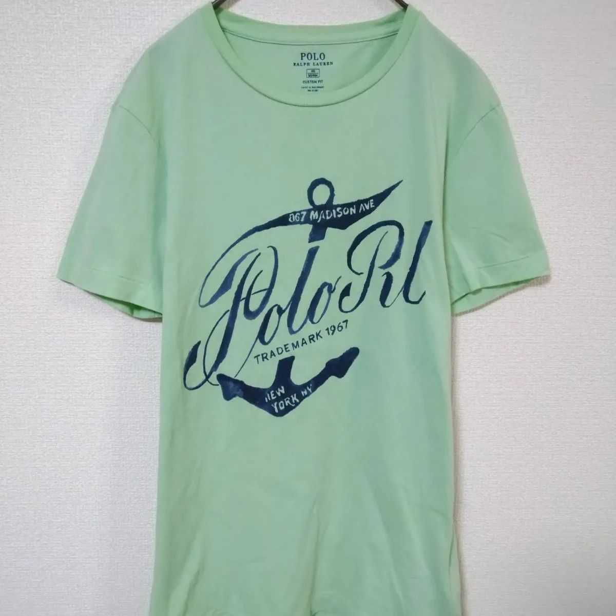 ポロラルフローレン Tシャツ メンズXS レディースS～M 緑色 プリント 