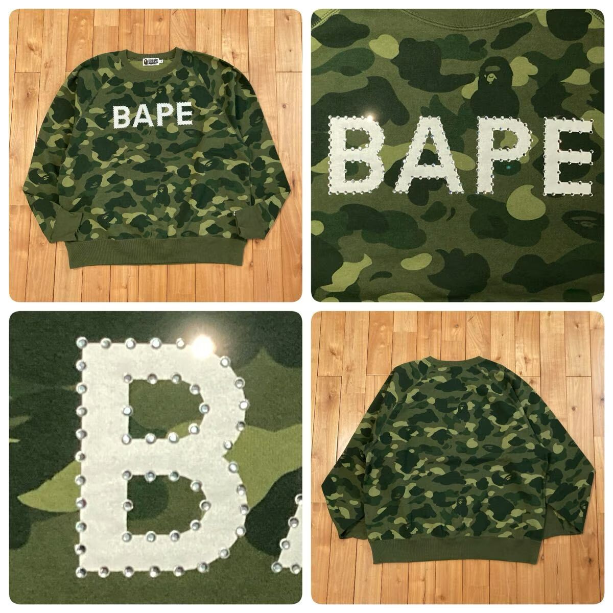 ☆XL☆ Crystal Stone BAPE Logo 長袖 スウェット a bathing ape sweat 