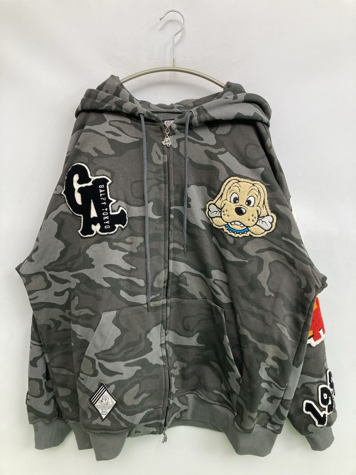 GALFY CRUTCH BRAND パーカー L グレー コットン カモフラージュ柄 