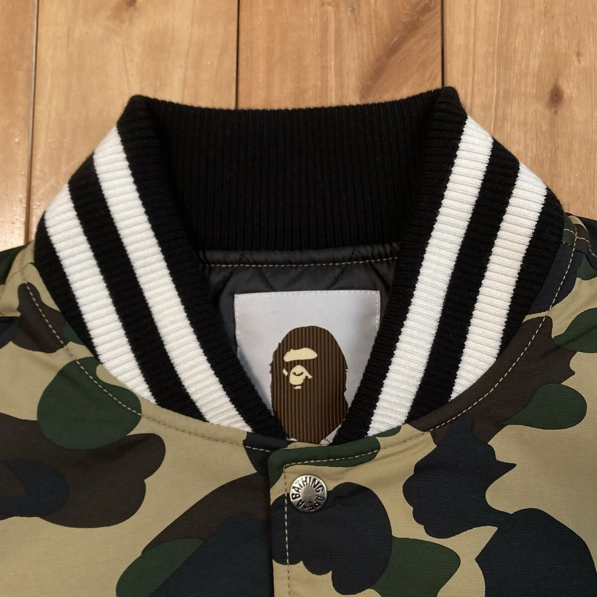☆定価以下☆ 新品 XL BAPE LOGO スタジャン 1st camo yellow a