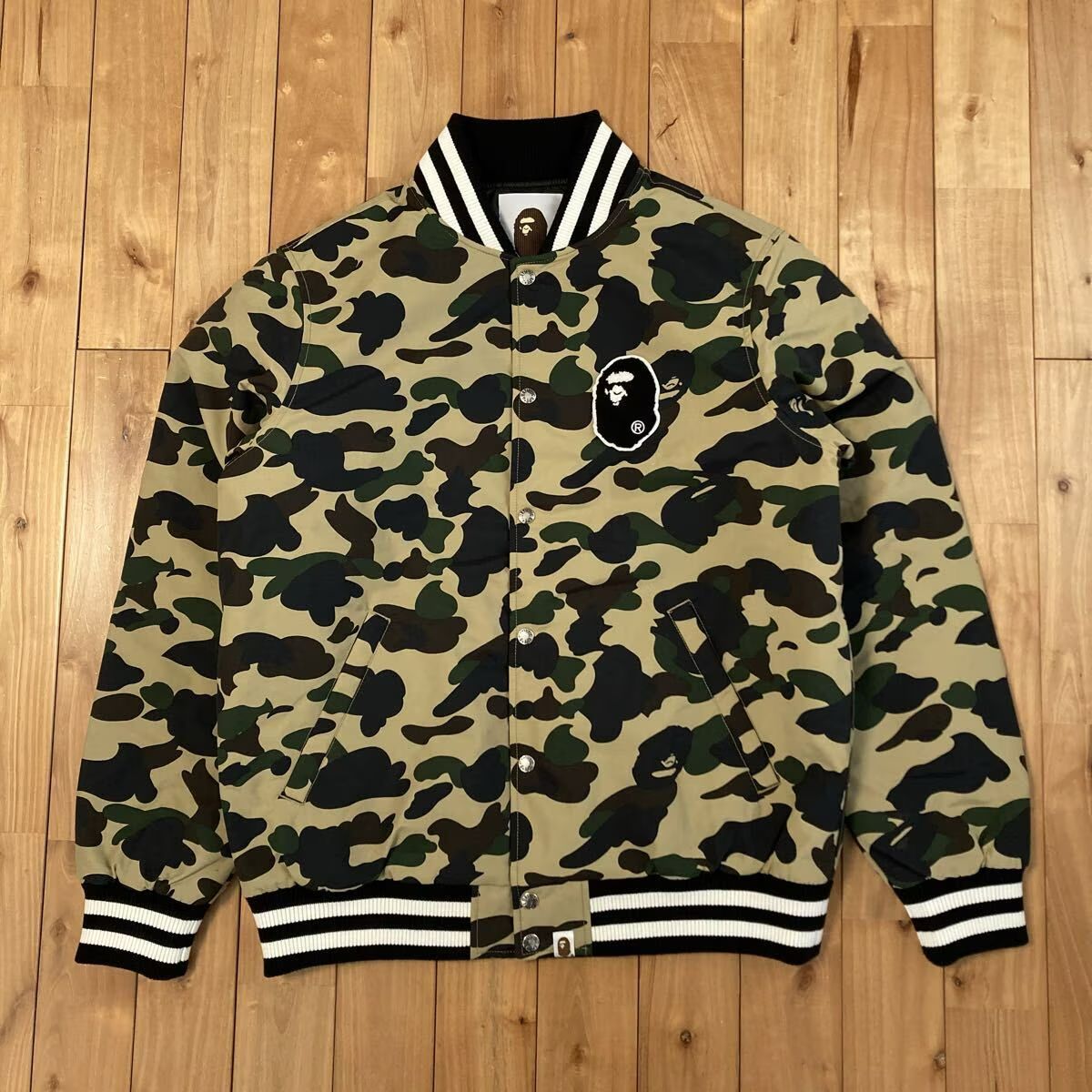 ☆定価以下☆ 新品 XL BAPE LOGO スタジャン 1st camo yellow a 