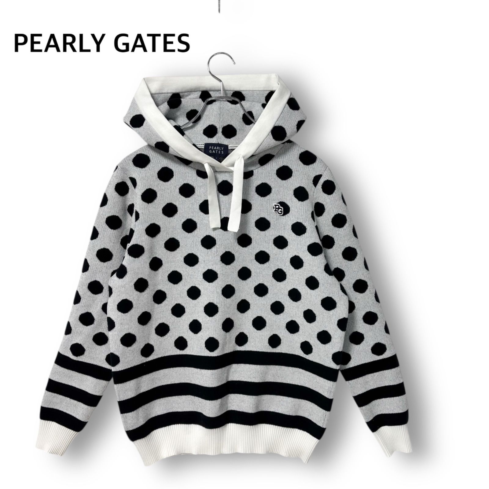 PEARLY GATES パーリーゲイツ ニットパーカー プルオーバー ドット柄 
