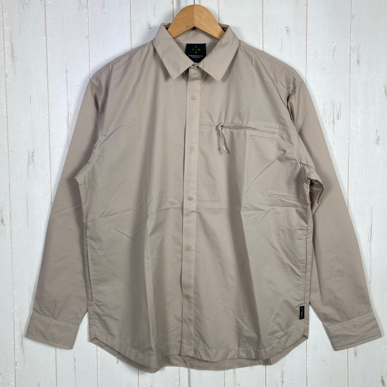 ✉️Men's S グレー系 Axesquin ( アクシーズクイン ) ヘリウム ロング スリーブ シャツ HELIUM LS SHIRTS ナイロン ウェア トップス インナー シャツ ロングスリーブシャツ 化繊 z00054829