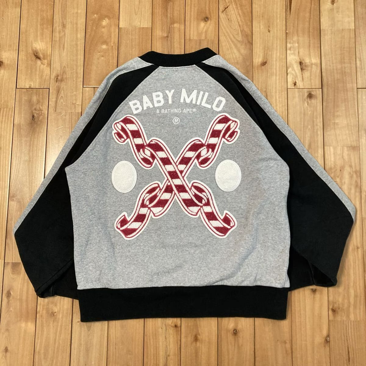 BAPE MILO LOGO スウェット スタジャン Mサイズ a bathing ape sweat