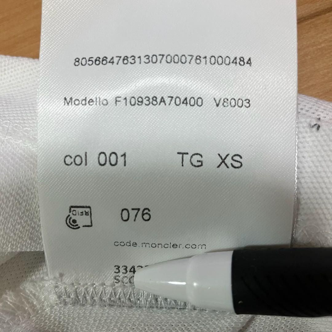 モンクレール 黒ワッペン デカロゴ ポロシャツ ホワイト XS 5S114