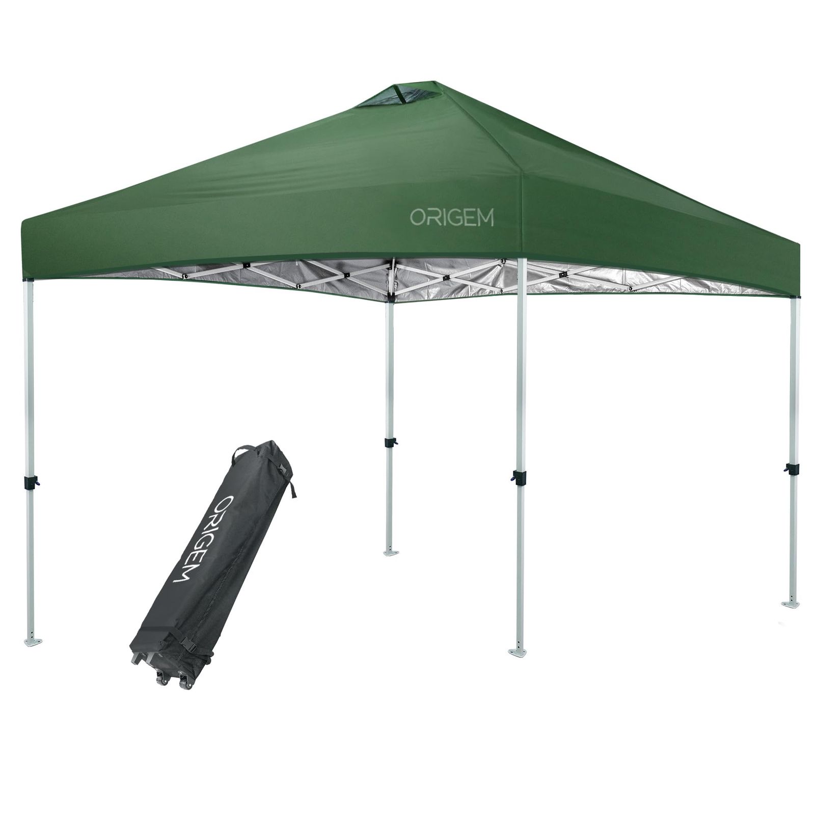 Origem タープテント ワンタッチ瞬速設営＆キャスター付き収納ケース 3段階調節 2.5m|3m 大型 UVカット 遮光 高耐水加工 スチール 風に強持ち 組立て簡単 運び便利 サイドシート 4-6人|6-8人 アウトドア|キャンプ|イベ 4200600d