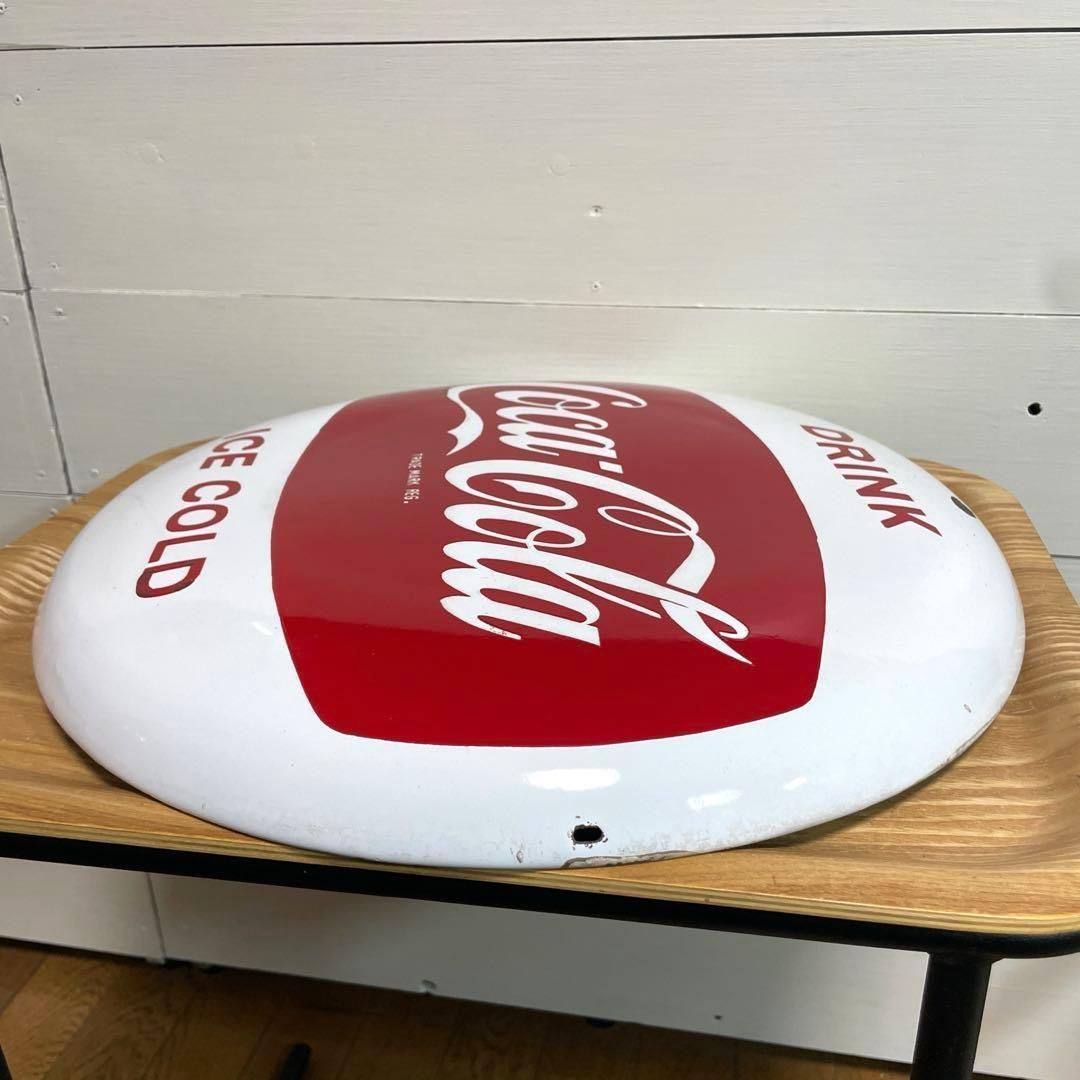 希少】コカコーラ 40cm 白ボタン ホーロー看板 ビッグサイズ