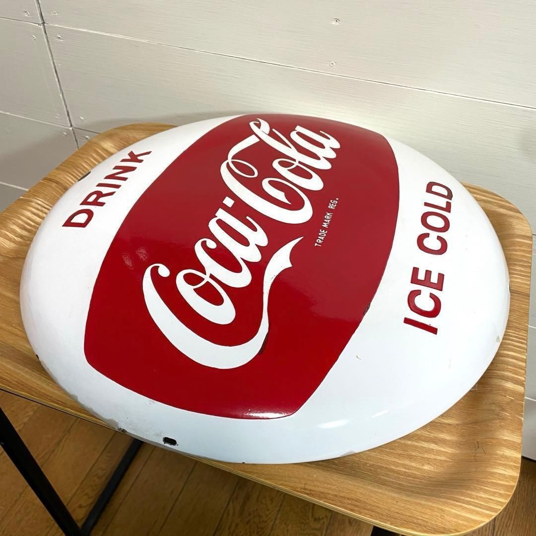 【希少】コカコーラ 40cm 白ボタン ホーロー看板 ビッグサイズ ヴィンテージ 希少】コカコーラ 40cm 白ボタン ホーロー看板 ビッグサイズ