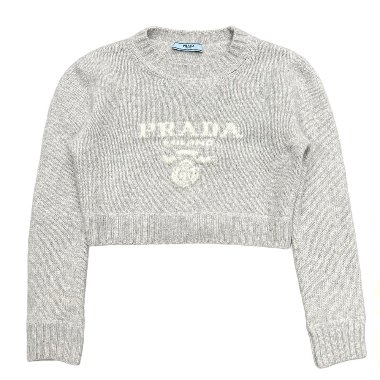 PRADA プラダ ニット クロップド ロゴ ウール カシミヤ 36 PRADA プラダ ニット クロップド ロゴ ウール カシミヤ 36
