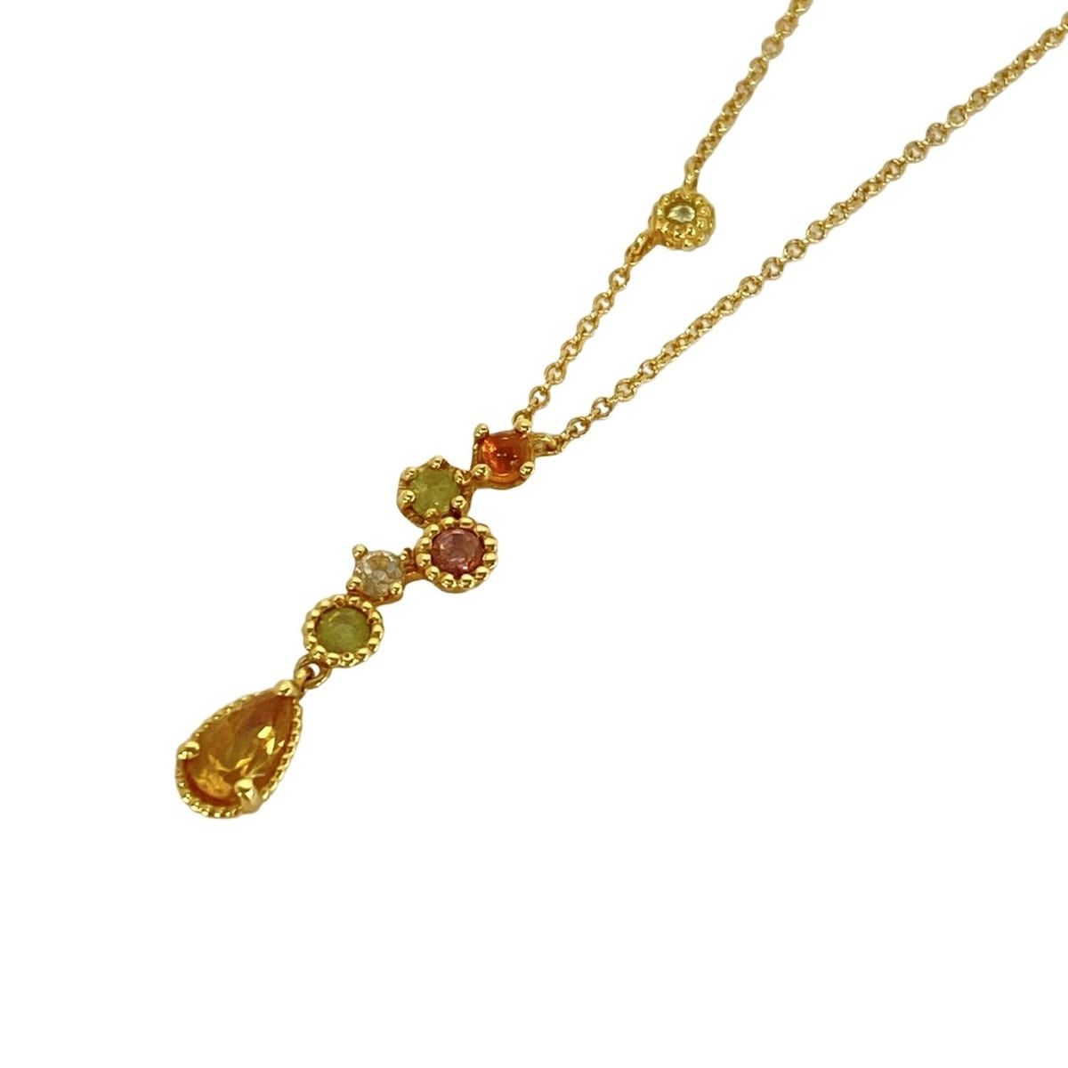 STAR JEWELRY(スタージュエリー) ネックレス美品 - K18YG×オレンジ 