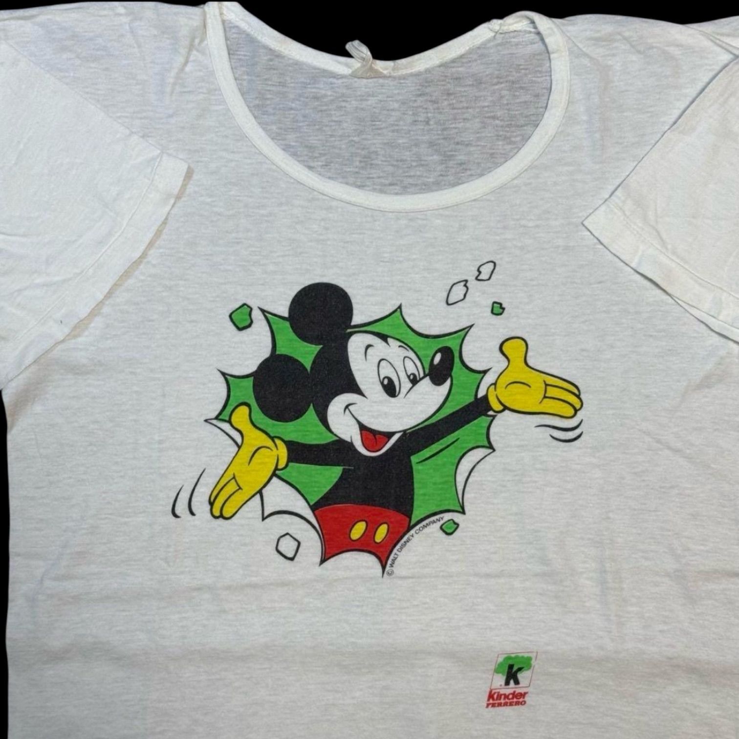 80s-90s Mickey Mouse Kinder Ferrero Euro Vintage T-shirt ミッキー 