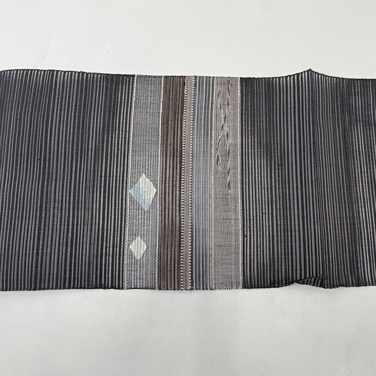 レディース 【美品】 名古屋帯 秀品 夏帯 絽 八寸名古屋帯 菱 縞
