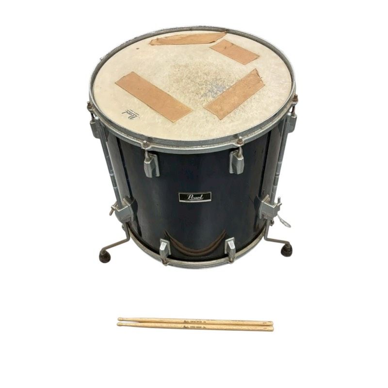 ● 【送料無料】 パール Pearl フロアタム ドラム 打楽器 スタンド付 スティック付 現状品