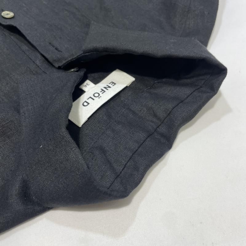 中古】ENFOLD リネンシャツオールインワン ブラック サイズ36 300HS233