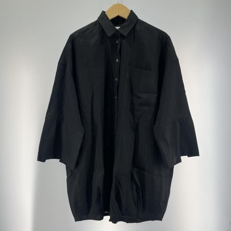 中古】ENFOLD リネンシャツオールインワン ブラック サイズ36 300HS233