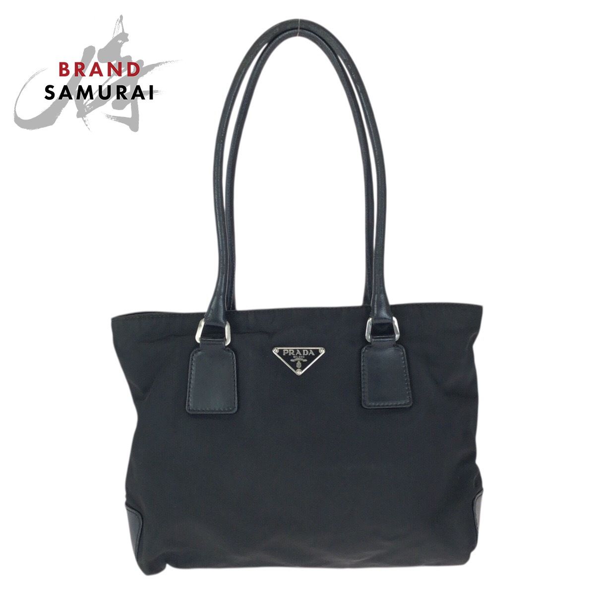 PRADA プラダ テスート 三角ロゴプレート ブラック 黒 シルバー PRADA プラダ テスート 三角ロゴプレート ブラック 黒 シルバー