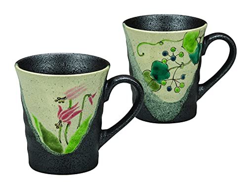 新品 九谷焼 陶器 ペア マグカップ 野花