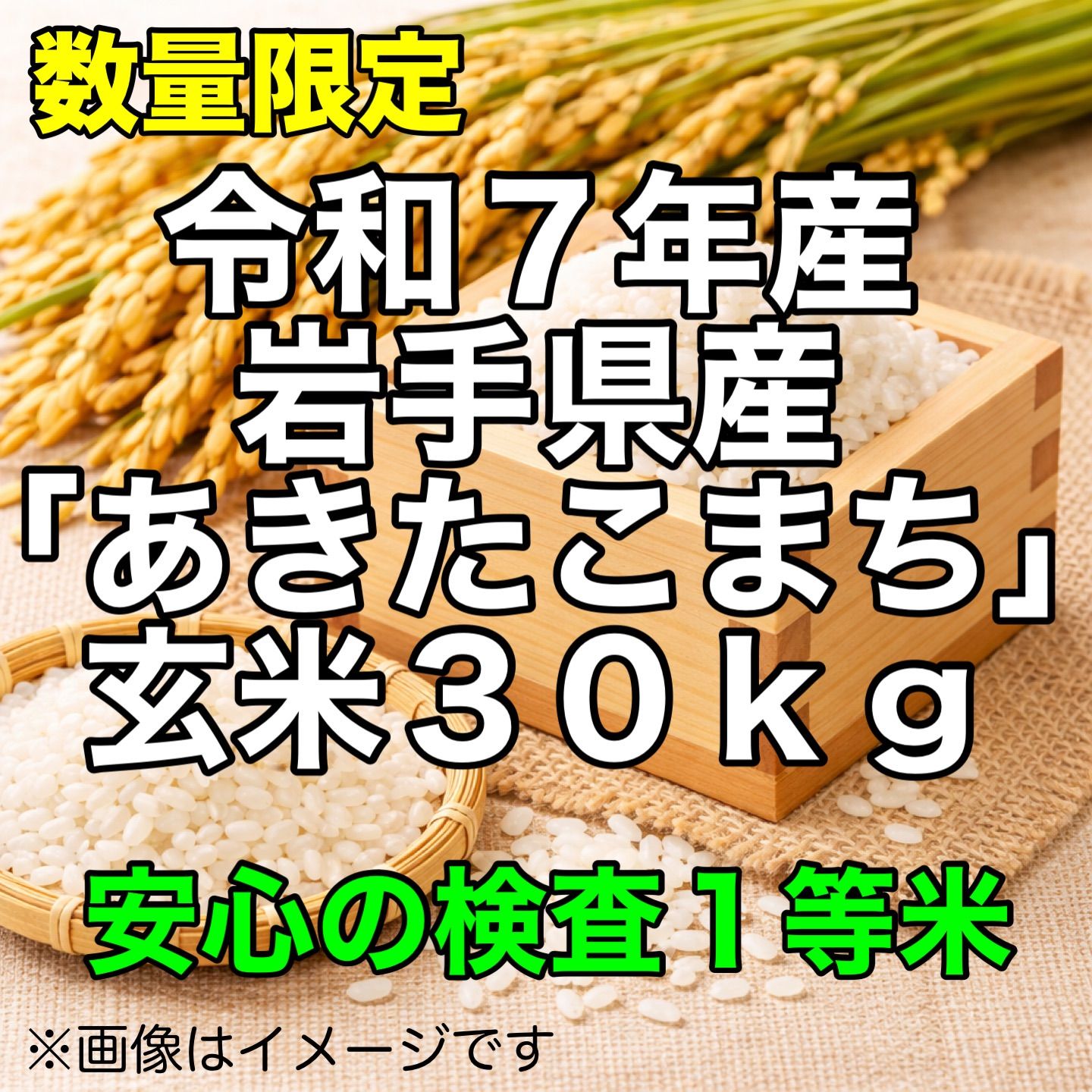 令和7年産 岩手県産「あきたこまち」玄米 30kg 検査1等米 送料込み