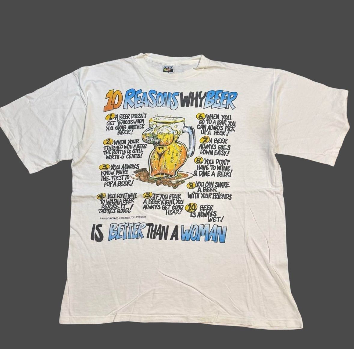 90s 10 Reasons Why Beer is Better Than a Woman Vintage T-shirt Fox 