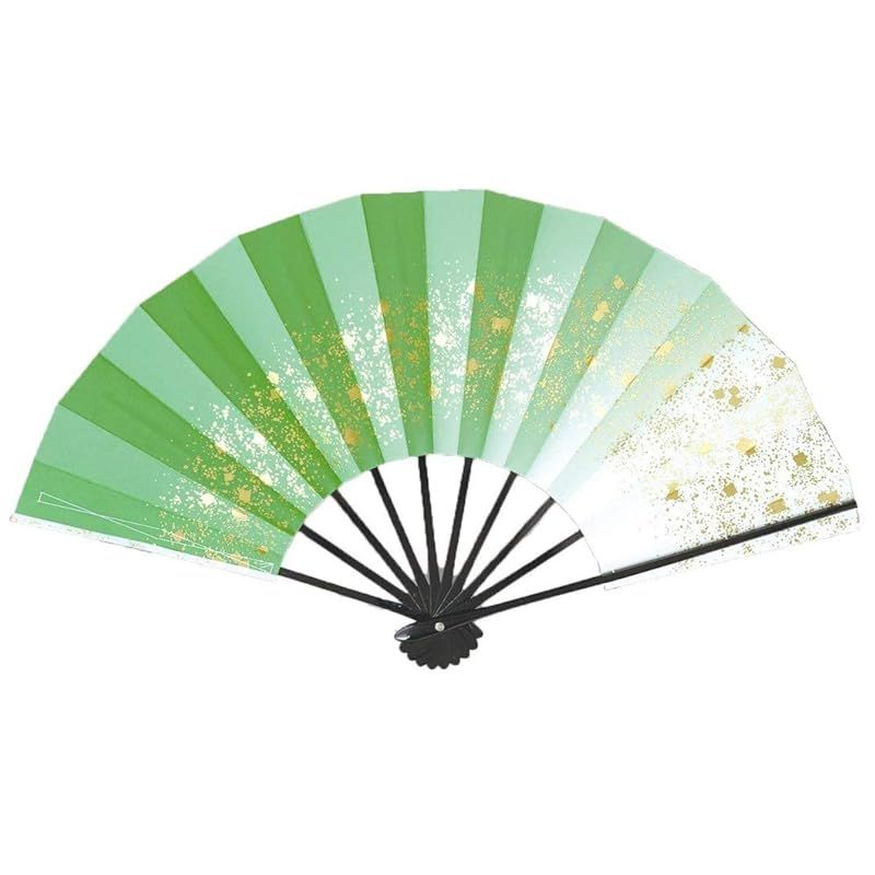 舞扇子 愛 1214-18 天の川 9寸5分 黒塗骨 扇子箱入 踊り用 (緑) 0